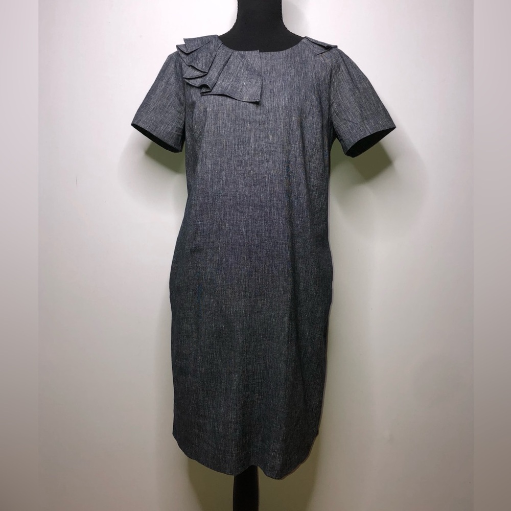 Banana Republic Dark Grey Ruffle Midi 6P Dress